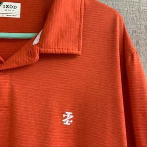 Men’s Orange Striped Textured Golf Polo | IZOD | Size XL